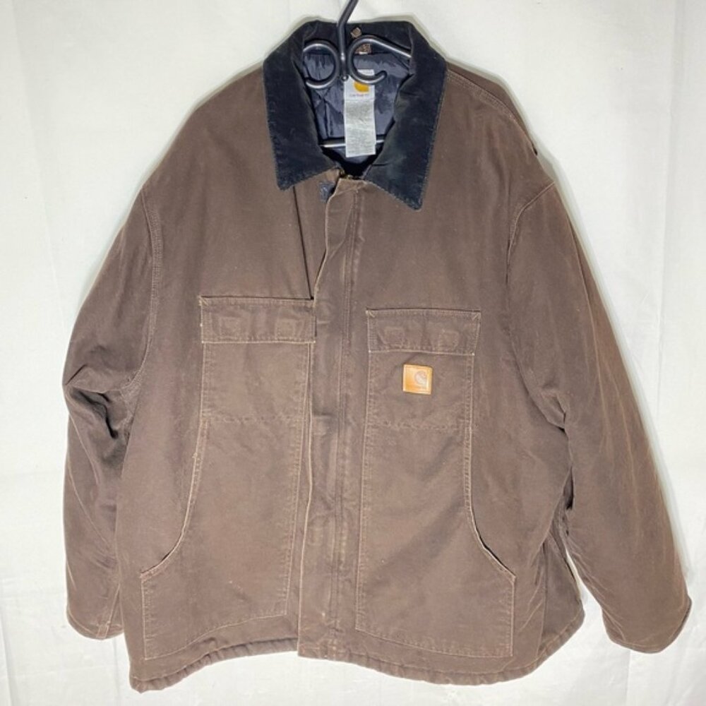 Carhartt C26 DKB Mocha Dual Zip Quilted Arctic Traditional Work Chore Coat 3XL R